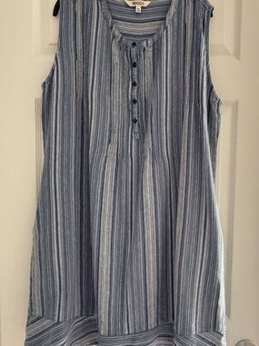 BRIGGS Blue Striped Sleeveless Mini Dress